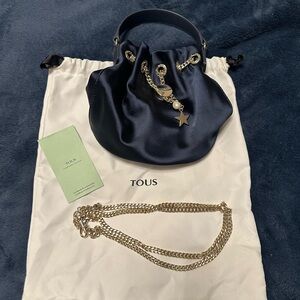 Tous Blue Satin Mini Bag with crossbody chain